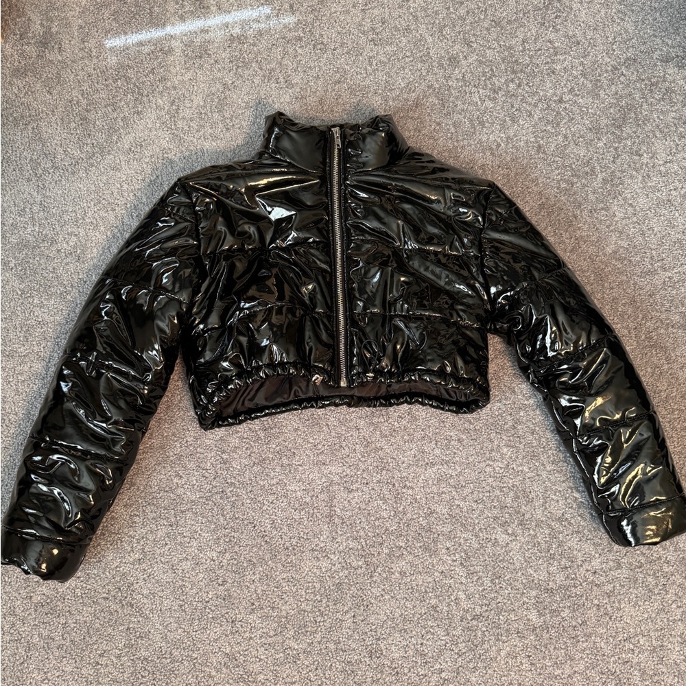 Black Cropped Puffer Jacket